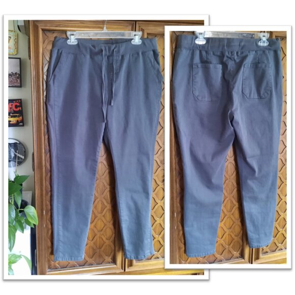 Natural Reflections Anytime Knit-Waist Drawstring Tapered Pants - Grey, Size L - Picture 1 of 16